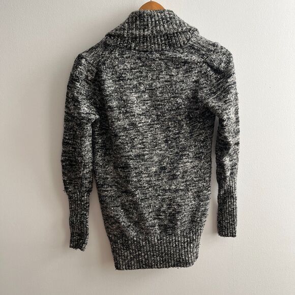 J Crew Cardigan S Black Gray Heathered Merino Wool Blend Button Zip Pockets - Picture 5 of 8